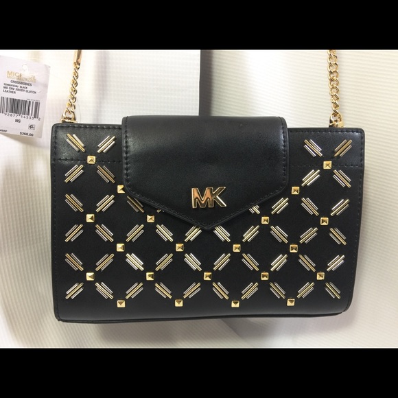 Michael Kors Handbags - Michael Kors MD Embellished Leather XBODY Clutch.